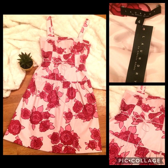 NWT Pink Floral Rose Print Dress - Picture 3 of 8